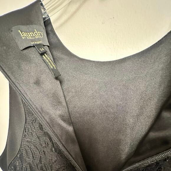 Laundry By Shelli Segal Black Lace Dress Side Ruching Sz. 14 Whimsygoth Coquette - Picture 11 of 11
